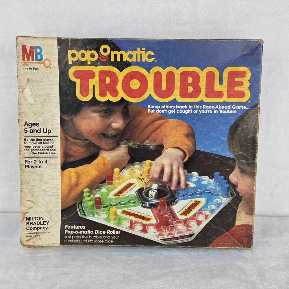 Vintage 1986 Milton Bradley Trouble Pop-O-Matic Board Game Complete